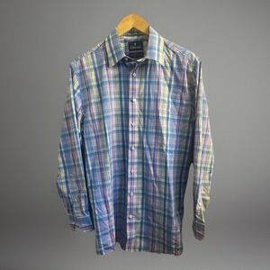 Stafford Travel Performance Super Shirt Pink Plaid Collared Button Up 15 1/2
